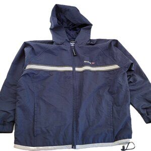 Vtg Reebok Jacket Men's L Blue British Flag Union Jack Zip Windbreaker Pockets